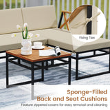 Tangkula 3 Pieces L-Shaped Outdoor Furniture Set