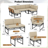 Tangkula 6 Piece Metal Conversation Set w/Cushions & Bungee Rope Seat
