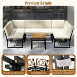 Tangkula 6 Piece Metal Conversation Set w/Cushions & Bungee Rope Seat