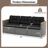 Tangkula 3 Seat Patio Couch Sofa with Thick Cushion for Porch