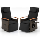 Tangkula Patio Rattan 360 Degree Swivel Recliner Chair, Wicker Lounge Chair w/Adjustable Backrest & Footrest