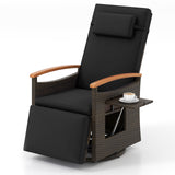 Tangkula Patio Rattan 360 Degree Swivel Recliner Chair, Wicker Lounge Chair w/Adjustable Backrest & Footrest