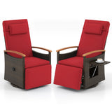 Tangkula Patio Rattan 360 Degree Swivel Recliner Chair, Wicker Lounge Chair w/Adjustable Backrest & Footrest
