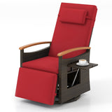 Tangkula Patio Rattan 360 Degree Swivel Recliner Chair, Wicker Lounge Chair w/Adjustable Backrest & Footrest