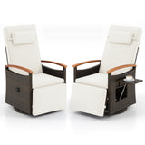 Tangkula Patio Rattan 360 Degree Swivel Recliner Chair, Wicker Lounge Chair w/Adjustable Backrest & Footrest