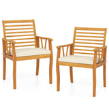 Tangkula Patio Chairs with Inclined Backrests and Slatted Seats