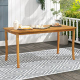 Tangkula 63 inch Outdoor Dining Table with Umbrella Hole
