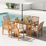 Tangkula 63 inch Outdoor Dining Table with Umbrella Hole