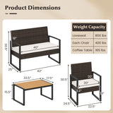 Tangkula Patio Furniture Set with Cushioned Chairs & Wood Plastic Coffee Table