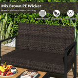Tangkula Patio Furniture Set with Cushioned Chairs & Wood Plastic Coffee Table