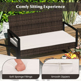Tangkula Patio Furniture Set with Cushioned Chairs & Wood Plastic Coffee Table