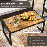 Tangkula Patio Furniture Set with Cushioned Chairs & Wood Plastic Coffee Table