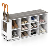 Tangkula Shoe Storage Bench with Umbrella Stand, 10-Cube Entryway Bench