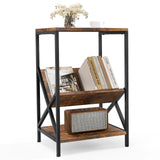 3-Tier Accent End Table with Book Record Shelve