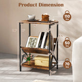 3-Tier Accent End Table with Book Record Shelve