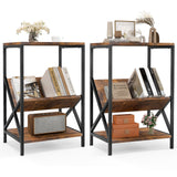 3-Tier Accent End Table with Book Record Shelve
