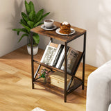 3-Tier Accent End Table with Book Record Shelve