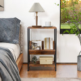 3-Tier Accent End Table with Book Record Shelve