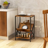 3-Tier Accent End Table with Book Record Shelve