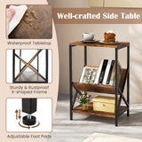 3-Tier Accent End Table with Book Record Shelve