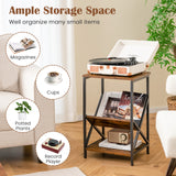 3-Tier Accent End Table with Book Record Shelve