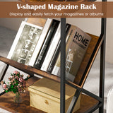 3-Tier Accent End Table with Book Record Shelve