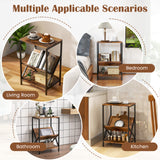 3-Tier Accent End Table with Book Record Shelve