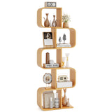 Tangkula Bamboo Geometric Bookshelf