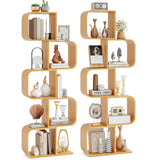Tangkula Bamboo Geometric Bookshelf