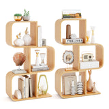 Tangkula Bamboo Geometric Bookshelf
