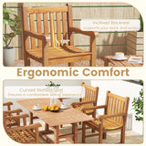 Tangkula Teak Wood Patio Dining Chair