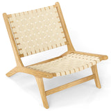 Tangkula Teak Wood Outdoor Mid-Century Accent Armless Chair