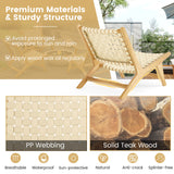 Tangkula Teak Wood Outdoor Mid-Century Accent Armless Chair