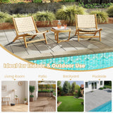 Tangkula Teak Wood Outdoor Mid-Century Accent Armless Chair