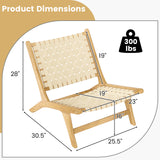 Tangkula Teak Wood Outdoor Mid-Century Accent Armless Chair