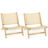 Tangkula Teak Wood Outdoor Mid-Century Accent Armless Chair