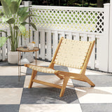 Tangkula Teak Wood Outdoor Mid-Century Accent Armless Chair
