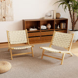 Tangkula Teak Wood Outdoor Mid-Century Accent Armless Chair