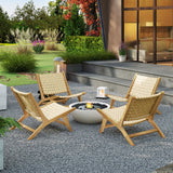 Tangkula Teak Wood Outdoor Mid-Century Accent Armless Chair