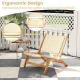 Tangkula Teak Wood Outdoor Mid-Century Accent Armless Chair