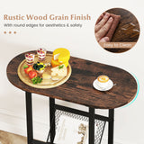 Tangkula Industrial Oval Side Table, 2-Tier End Table