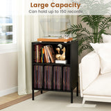 Tangkula Record Player Stand, Turntable Side Table Nightstand w/ Charging Station