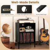 Tangkula Record Player Stand, Turntable Side Table Nightstand w/ Charging Station