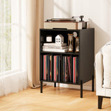 Tangkula Record Player Stand, Turntable Side Table Nightstand w/ Charging Station
