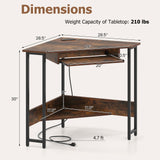 Tangkula Corner Desk with Keyboard Tray, 90-Degree Triangle Corner Computer Desk