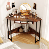 Tangkula Corner Desk with Keyboard Tray, 90-Degree Triangle Corner Computer Desk