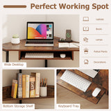 Tangkula Corner Desk with Keyboard Tray, 90-Degree Triangle Corner Computer Desk
