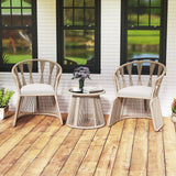 Tangkula 3 Piece Patio Leisure Chair Set with Tempered Glass Tabletop