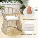 Tangkula 3 Piece Patio Leisure Chair Set with Tempered Glass Tabletop