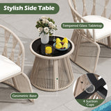Tangkula 3 Piece Patio Leisure Chair Set with Tempered Glass Tabletop
